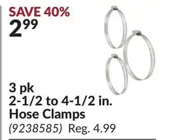 Princess Auto 3 pk 2-1/2 to 4-1/2 in. Hose Clamps offer