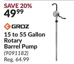 Princess Auto 15 to 55 Gallon Rotary Barrel Pump offer