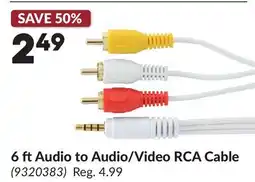 Princess Auto 6 ftAudio to Audio/Video RCA Cable offer