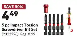Princess Auto 5 pc Impact Torsion Screwdriver Bit Set offer