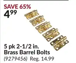 Princess Auto 5 pk 2-1/2 in. Brass Barrel Bolts offer