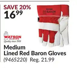 Princess Auto Medium Lined Red Baron Gloves offer