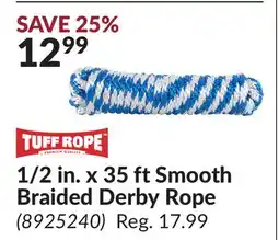 Princess Auto 1/2 in. x 35 ft Smooth Braided Derby Rope offer
