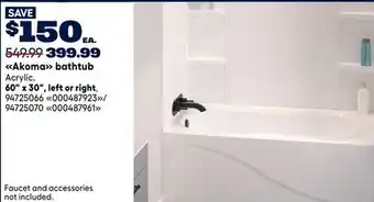 RONA Akoma bathtub offer