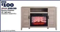 RONA Electric fireplace 48, light grey offer