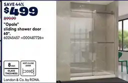 RONA Opale sliding shower door 60 offer