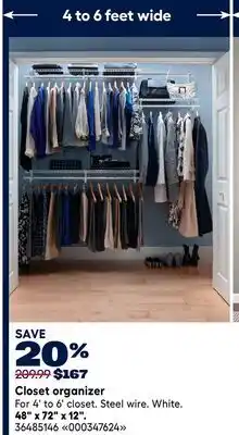 RONA Closet organizer 48 x 72 x 12 offer