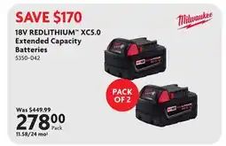 Home Hardware 18V REDLITHIUM XC5.0 Extended Capacity Batteries offer