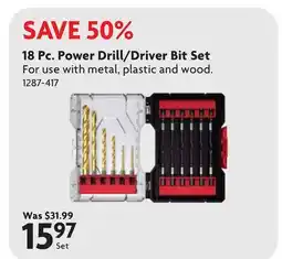 Home Hardware 18 Pc. Power Drill/Driver Bit Set offer