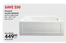 Home Hardware Prescott Acrylic Bathtub offer