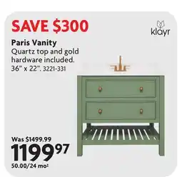 Home Hardware Paris Vanity offer