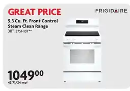 Home Hardware 5.3 Cu. Ft. Front Control Steam Clean Range offer