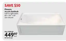 Home Hardware Phoenix Acrylic Bathtub offer