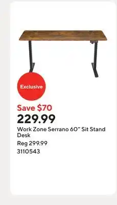 Staples Work Zone Serrano 60 Sit Stand Desk offer
