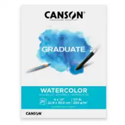 Staples Canson Graduate Watercolor Pad - 9 W x 12 H - Foldover Cover - 20 Sheets - (C31250P039) offer