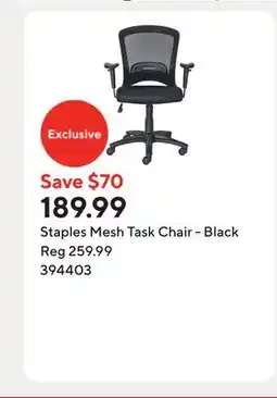 Staples Staples Mesh Task Chair - Black offer