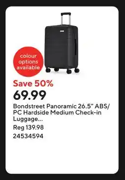 Staples Bondstreet Panoramic 26.5 ABS/PC Hardside Medium Check-in Luggage - Black offer