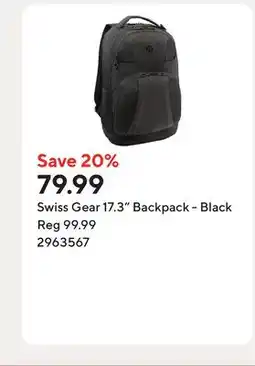 Staples Swiss Gear 17.3 Backpack - Black offer