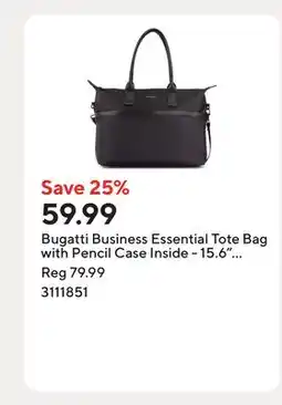 Staples Bugatti Business Essential Tote Bag with Pencil Case Inside - 15.6 - Black offer