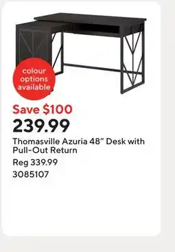 Staples Thomasville Azuria 48 Desk with Pull-Out Return offer