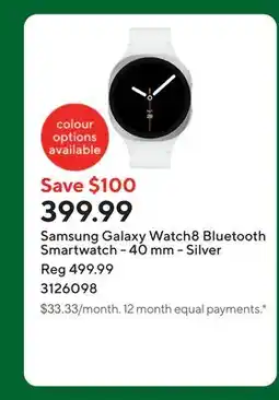 Staples Samsung Galaxy Watch8 Bluetooth Smartwatch - 40 mm - Silver offer