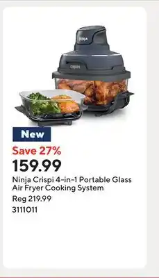 Staples Ninja Crispi 4-in-1 Portable Glass Air Fryer Cooking System offer