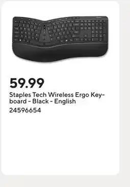 Staples Staples Tech Wireless Ergo Keyboard - Black - English offer