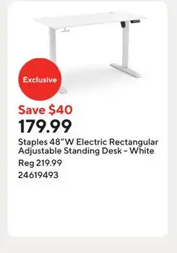 Staples Staples 48W Electric Rectangular Adjustable Standing Desk - White offer