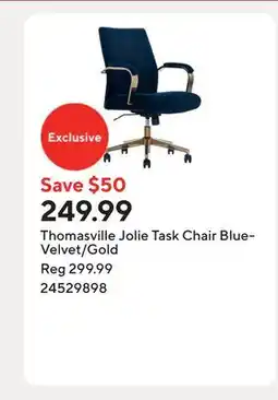 Staples Thomasville Jolie Task Chair BlueVelvet/Gold offer