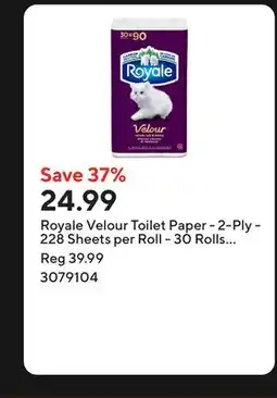 Staples Royale Velour Toilet Paper - 2-Ply - 228 Sheets per Roll - 30 Rolls per Pack offer