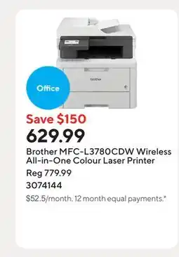 Staples Brother MFC-L3780CDW Wireless All-in-One Colour Laser Printer offer