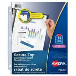 Staples Avery Diamond Clear Secure Top Sheet Protectors, Diamond Clear, 25 Pack, (78602) offer