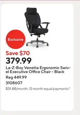 Staples La-Z-Boy Venetta Ergonomic Swivel Executive Office Chair - Black offer