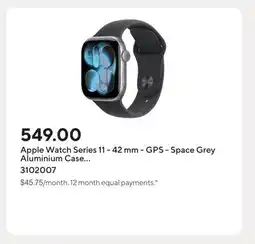 Staples Apple Watch Series 11 - 42 mm - GPS - Space Grey Aluminium Case with Black Sport Band - S/M offer