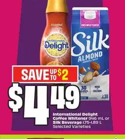 Chalo FreshCo International Delight Coffee Whitener 946 mL or Silk Beverage 1.75-1.89 L Selected Varieties offer