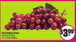 Chalo FreshCo Red Seedless Grapes Product of Peru No. 1 Grade 8.80/kg offer