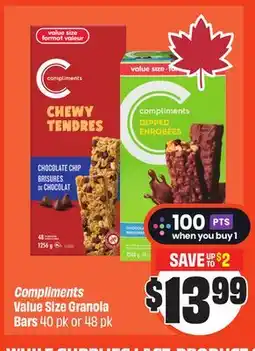 Chalo FreshCo Compliments Value Size Granola Bars 40 pk or 48 pk offer