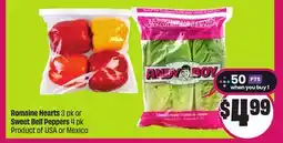 Chalo FreshCo Romaine Hearts 3 pk or Sweet Bell Peppers 4 pk Product of USA or Mexico offer