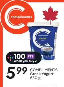 Sobeys COMPLIMENTS Greek Yogurt offer