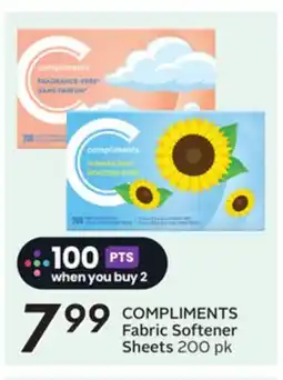 Sobeys COMPLIMENTS Fabric Softener Sheets offer