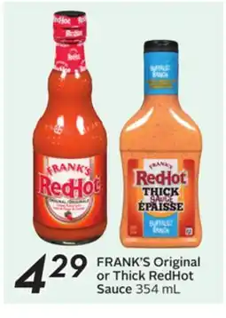 Sobeys FRANK'S Original or Thick RedHot Sauce offer