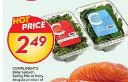 Sobeys COMPLIMENTS Baby Spinach, Spring Mix or Baby Arugula offer