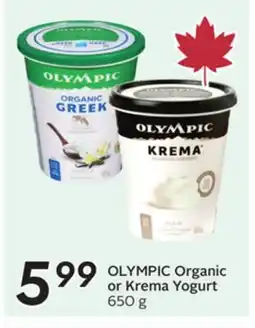 Sobeys OLYMPIC Organic or Krema Yogurt offer