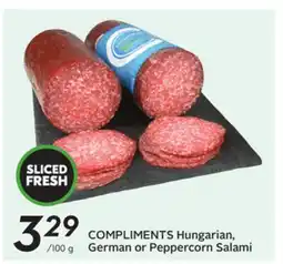 Sobeys COMPLIMENTS Hungarian, German or Peppercorn Salami offer