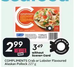 Sobeys COMPLIMENTS Crab or Lobster Flavoured Alaskan Pollock offer