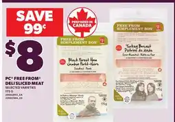 Loblaws PC FREE FROM DELI SLICED MEAT, 175 G offer