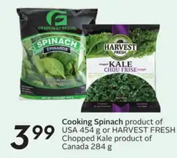 Sobeys Cooking Spinach offer