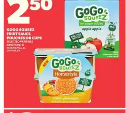 Loblaws GOGO SQUEEZ FRUIT SAUCE POUCHES OR CUPS, 4X90/4X97 G offer
