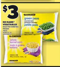Loblaws NO NAME VEGETABLES, 750 G offer