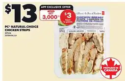 Loblaws PC NATURAL CHOICE CHICKEN STRIPS, 375 G offer